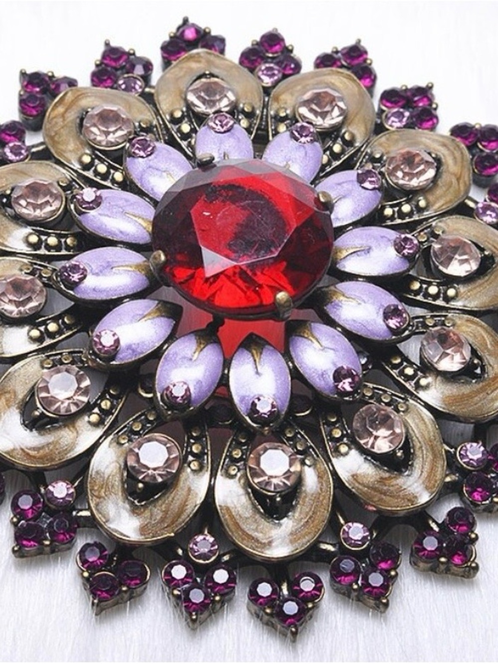 Collectable Avon Purple & Red Floral Brooch